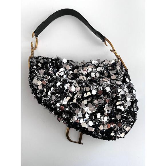 Dior silver sequin saddle bag - Picture 3 of 9